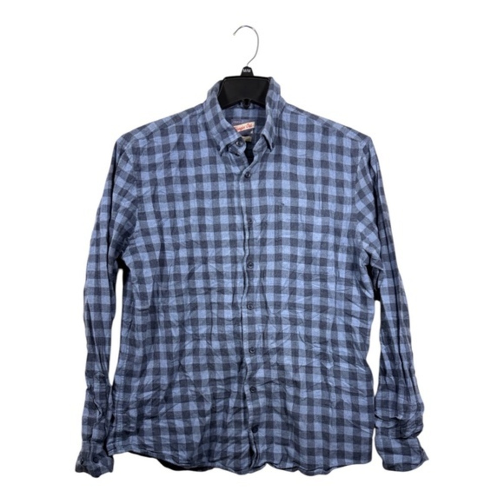 Johnny-O Button Down Shirt Mens Large Blue Plaid Flannel Long Sleeve Collared